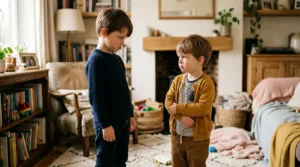 Adulto acompañando una pelea entre hermanos